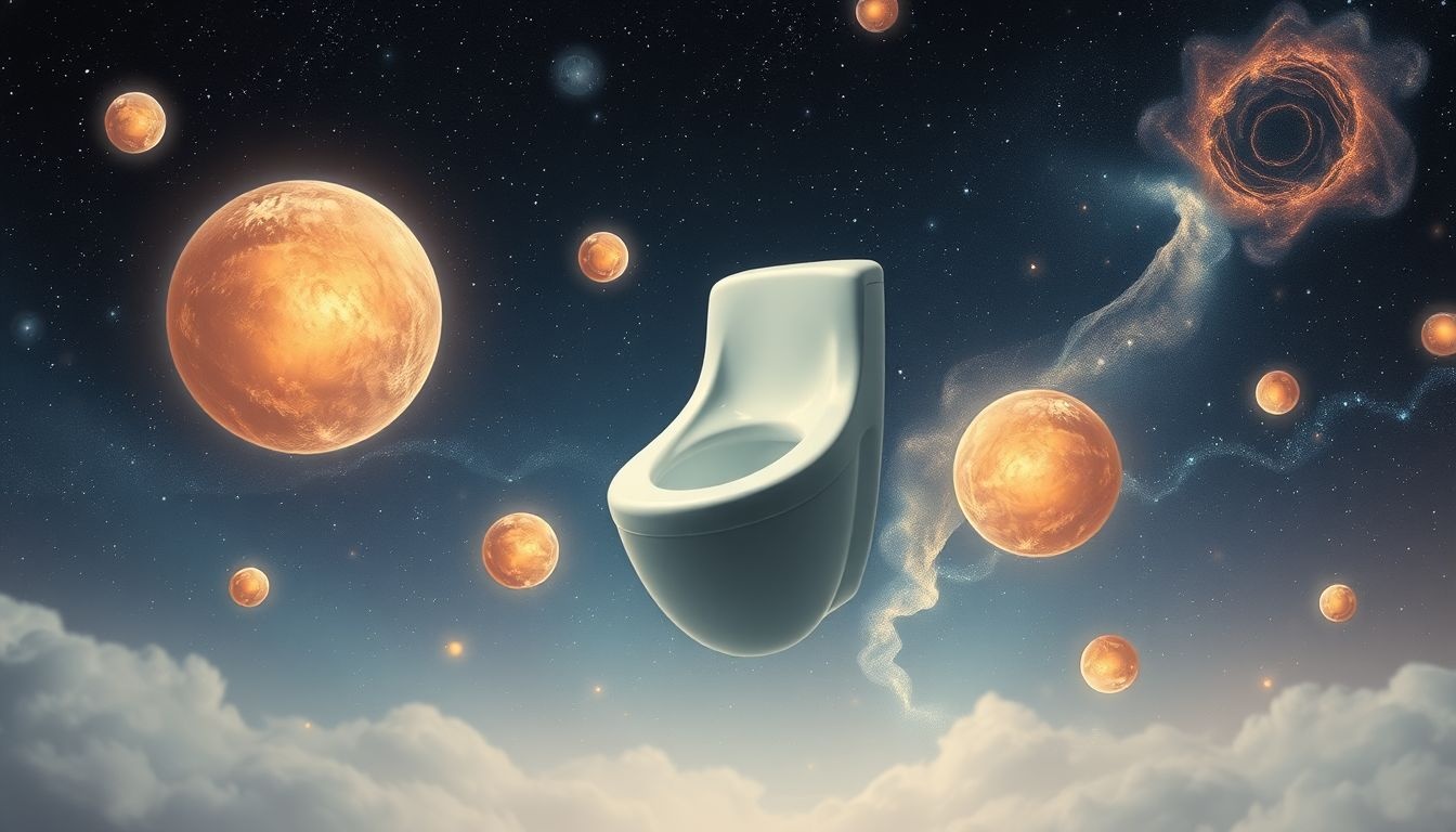 Pisuar, który mówi, symbolizuje nietypową komunikację podświadomości.