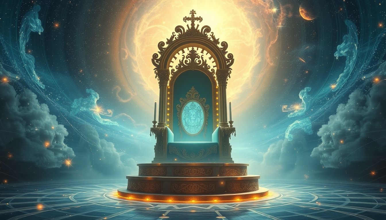 Tron w kościele symbolizuje boską władzę i świętość.