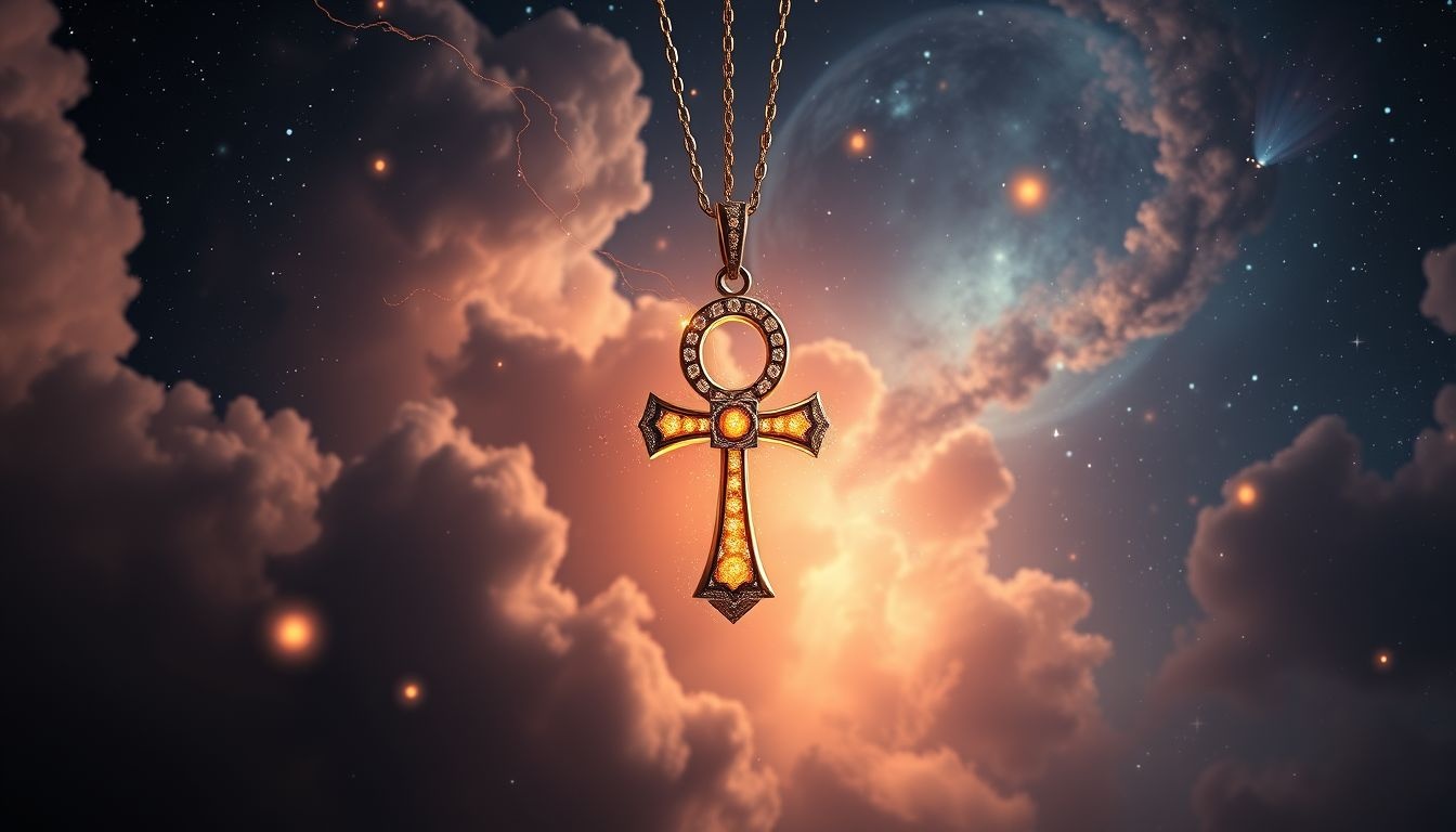 Ankh symbolizuje życie i ochronę w biżuterii egipskiej.