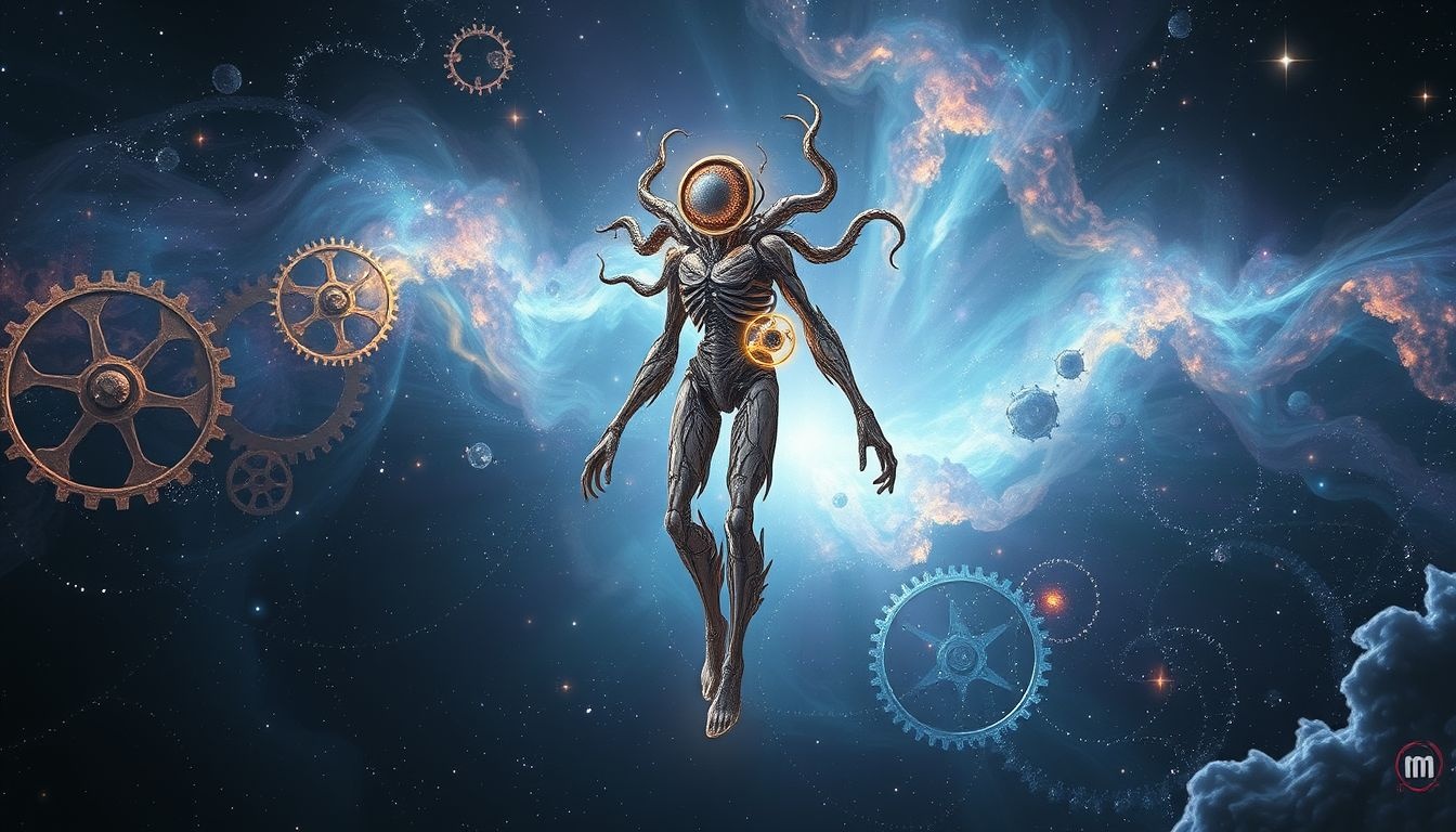 Dziwoląg mechaniczny symbolizuje wewnętrzne konflikty i technologiczne lęki.