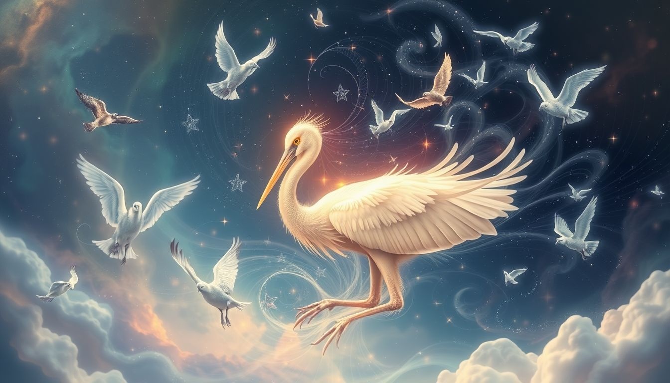 Ibis często współpracuje z innymi ptakami, symbolizując harmonię.