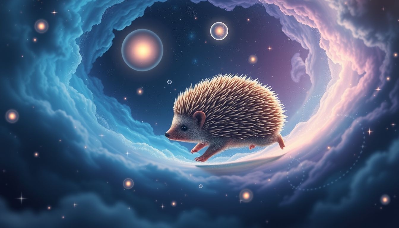 Jeż biegający symbolizuje szybkie decyzje i ochronę przed niebezpieczeństwem.
