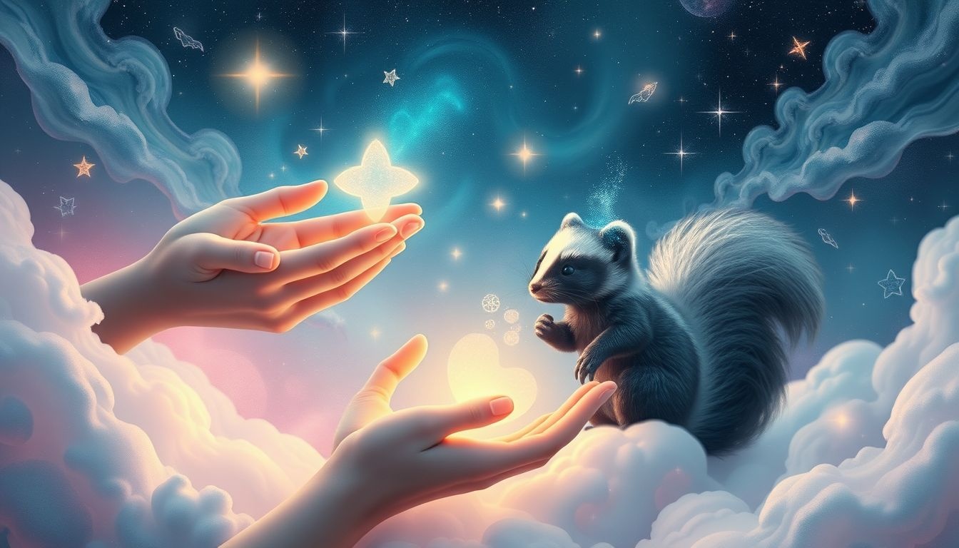 Karmienie skunksa symbolizuje pokonywanie lęków i negatywności.