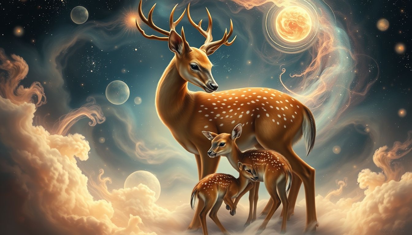 Łania karmiąca młode symbolizuje troskę i odrodzenie w snach.