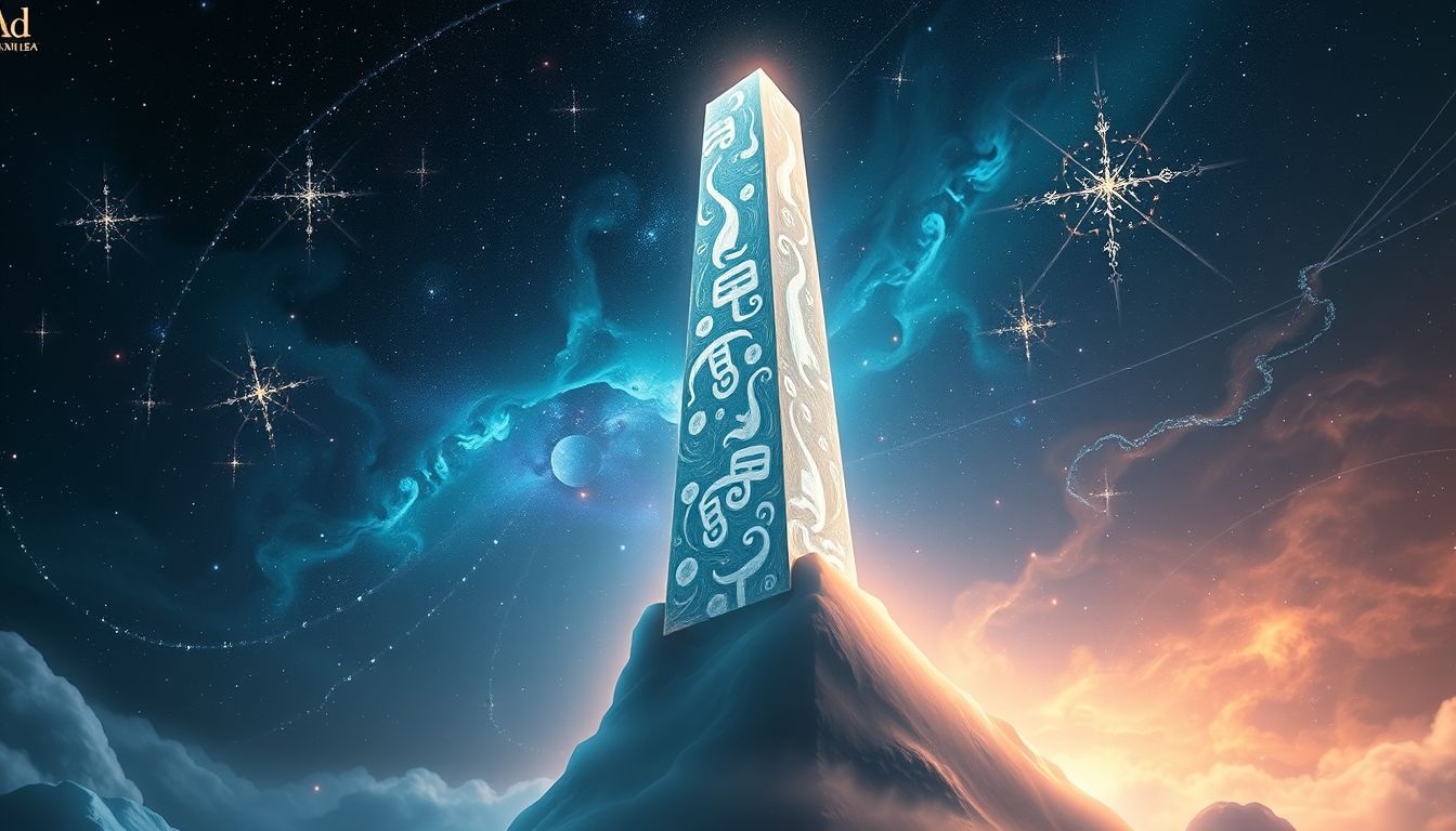 Obelisk z hieroglifami symbolizuje tajemnicę i starożytną mądrość snu.