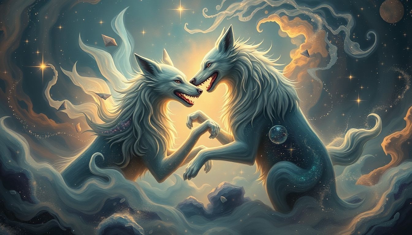Pies gryzący symbolizuje ukryte agresje i zazdrość w relacjach.