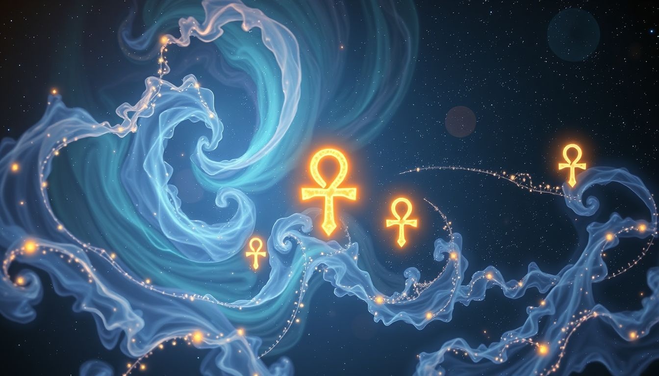 Ankh symbolizuje życie, więc afirmacje wzmacniają energię życiową.