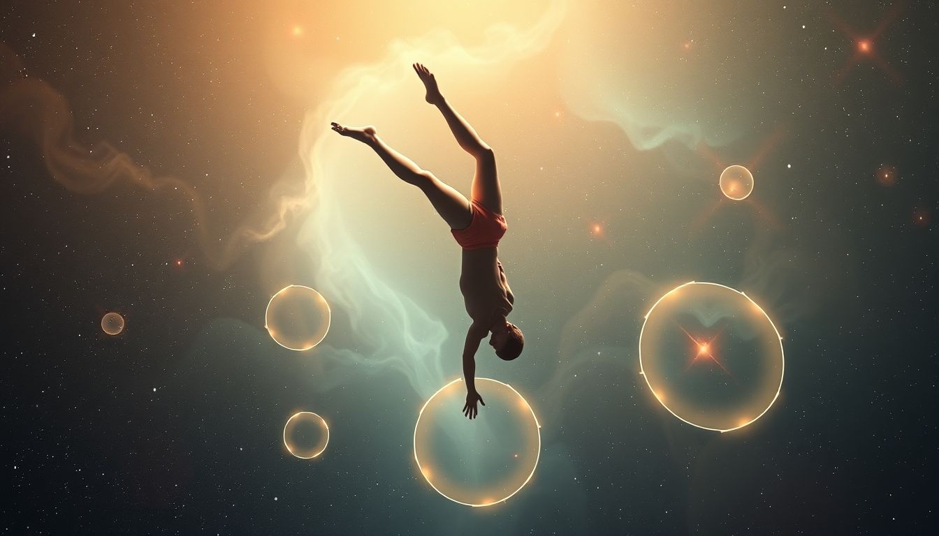 Salto w tył symbolizuje balans między kontrolą a lękiem.