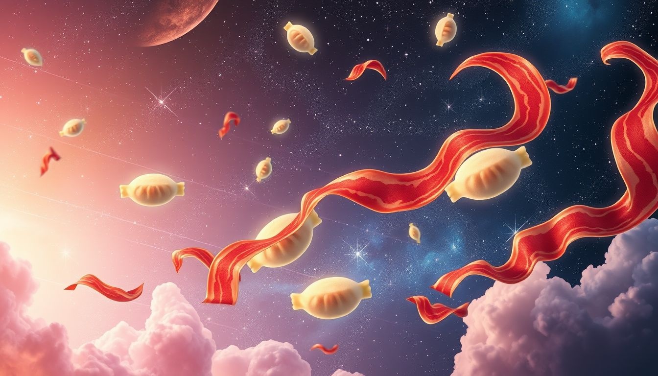 Sen o konkursie jedzenia pierogów z boczkiem symbolizuje rywalizację i wytrwałość.