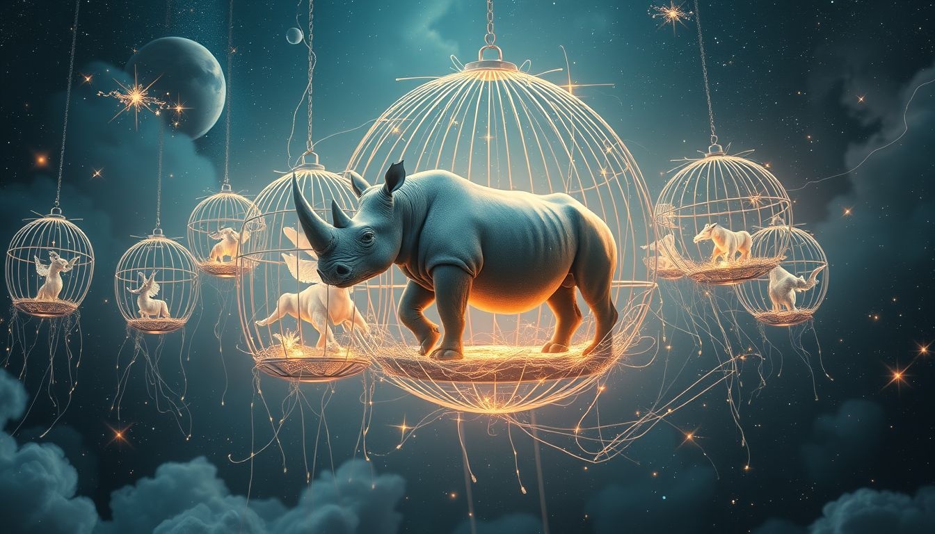Nosorożec w zoo symbolizuje siłę kontrolowaną i ograniczoną.