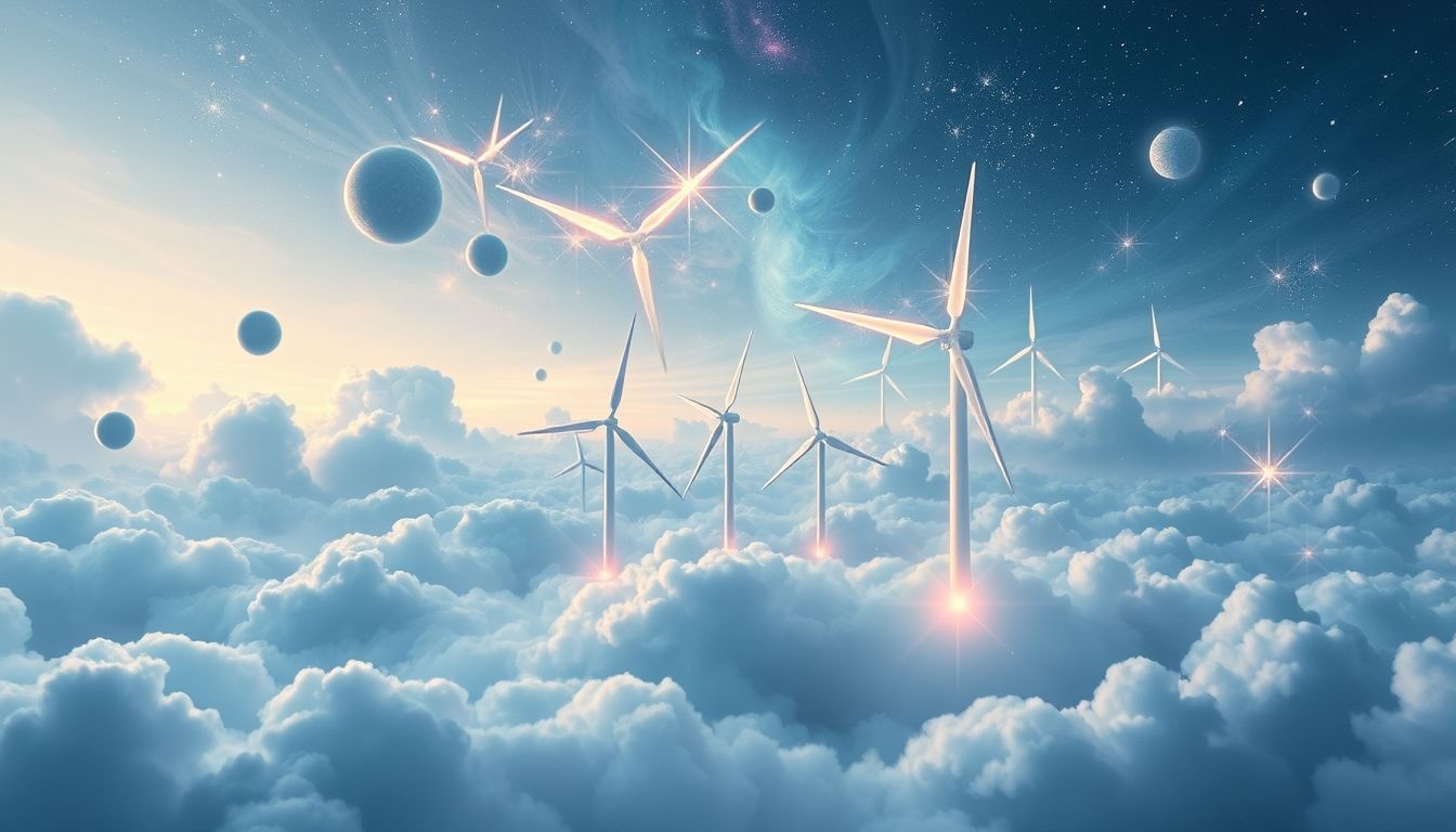 Turbina wiatrowa symbolizuje wolność i naturalną siłę życia.