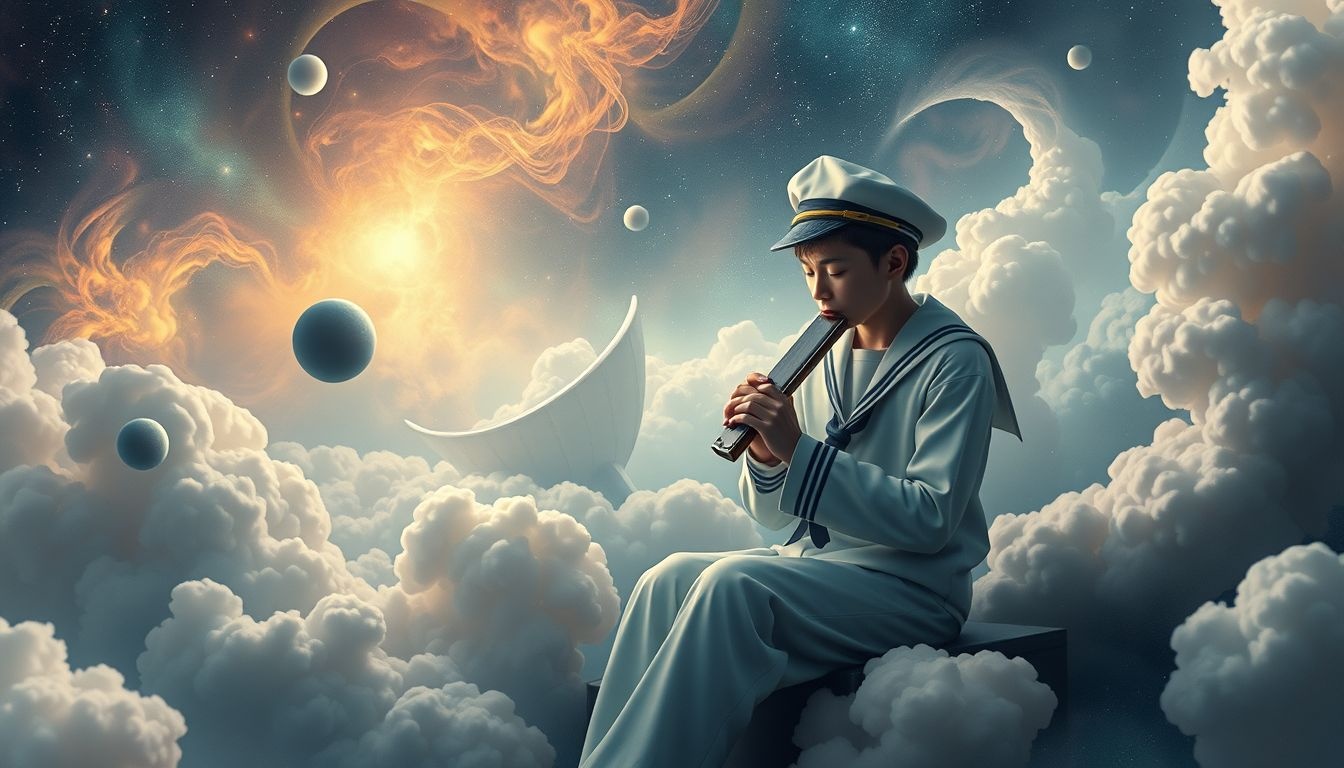 Marynarz grający na harmonijce symbolizuje spokój i nadzieję.
