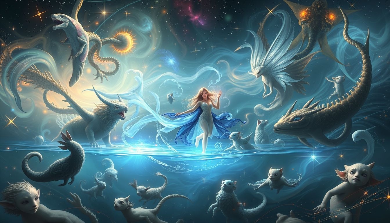 Nimfa wodna symbolizuje tajemniczą harmonię w świecie magicznych istot.