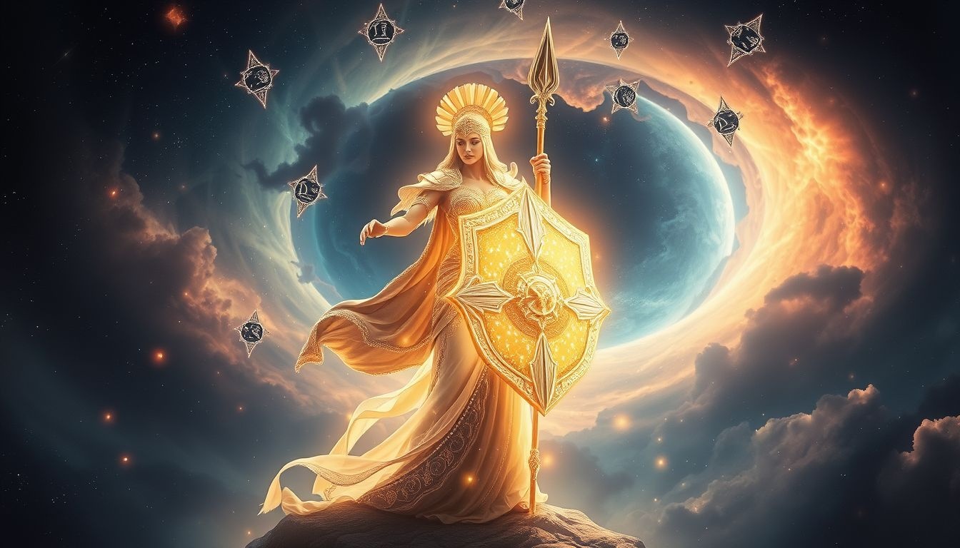 Atena symbolizuje ochronę i mądrość w snach o tarczy.