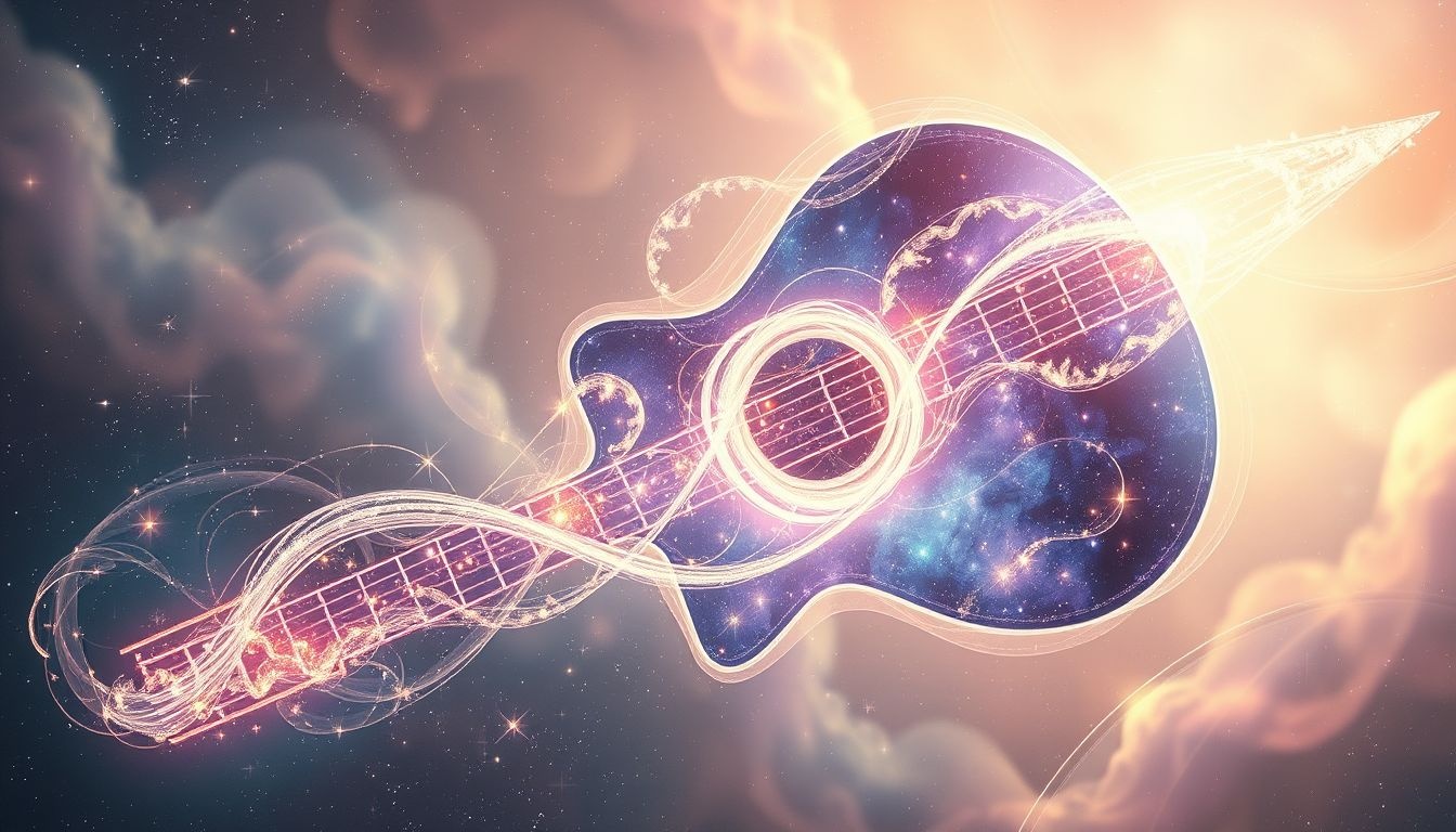 Elektryczna gitara symbolizuje spontaniczną ekspresję i twórczą energię.