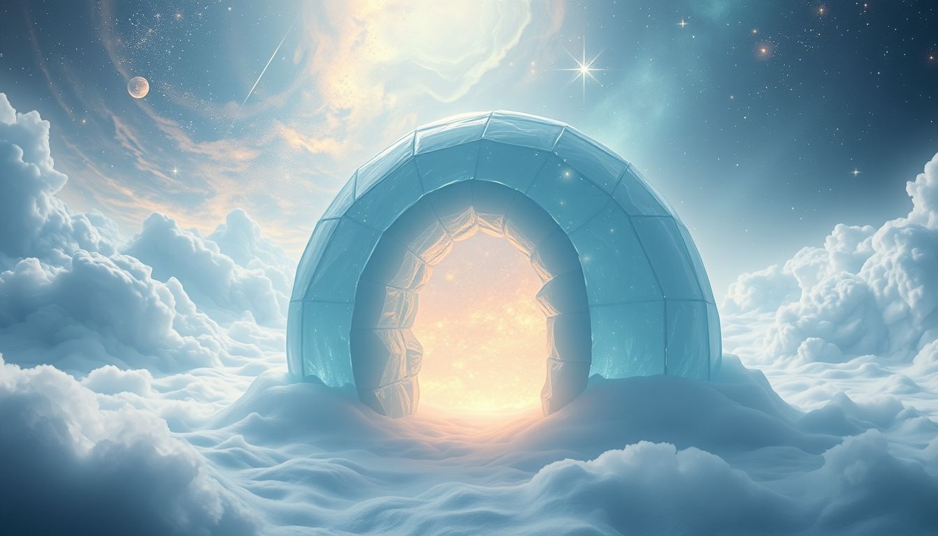 Zmniejszające się igloo symbolizuje utratę bezpieczeństwa i izolacji.
