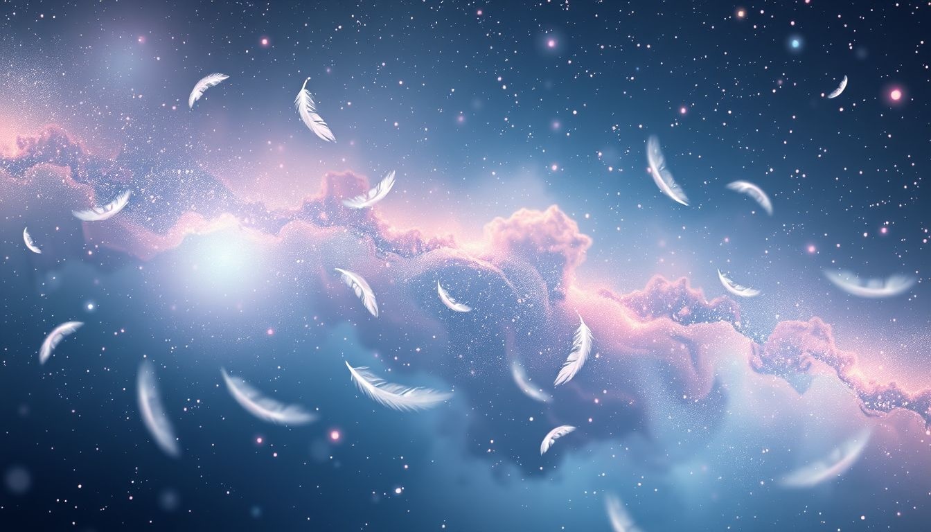 Konfetti z piór symbolizuje lekkość i wolność w śnie.