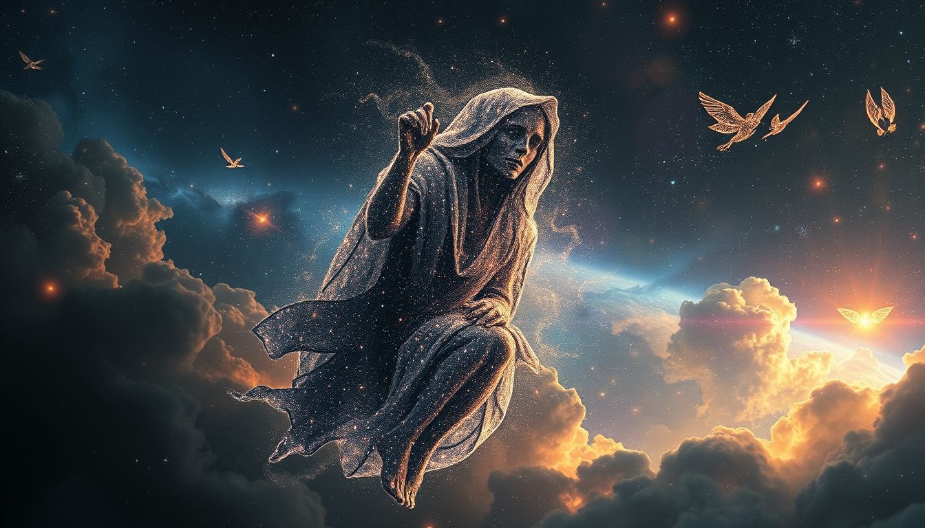 Kostucha płacząca symbolizuje głęboki żal po utracie bliskich.