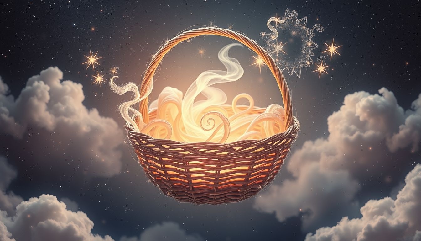 Kosz z brudami symbolizuje oczyszczenie emocji i porządek myśli.