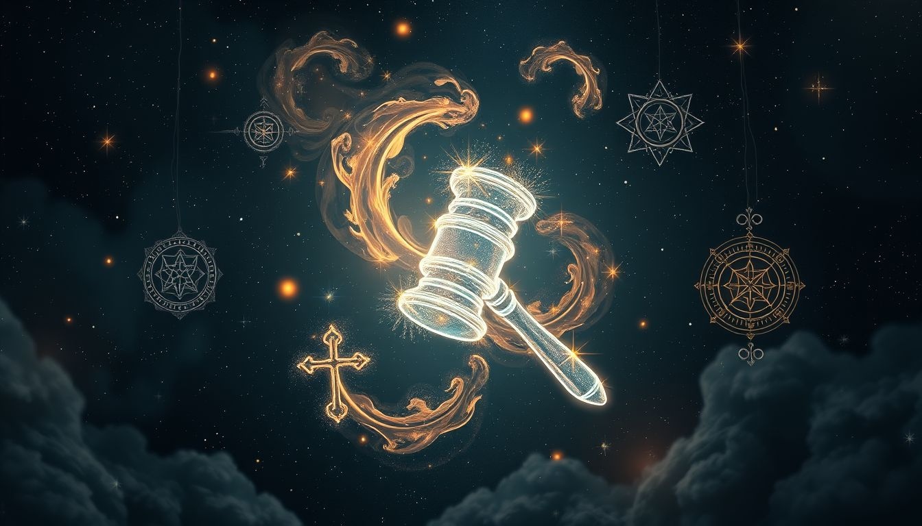 Młotek sędziowski symbolizuje sprawiedliwość i ostateczną decyzję we śnie.