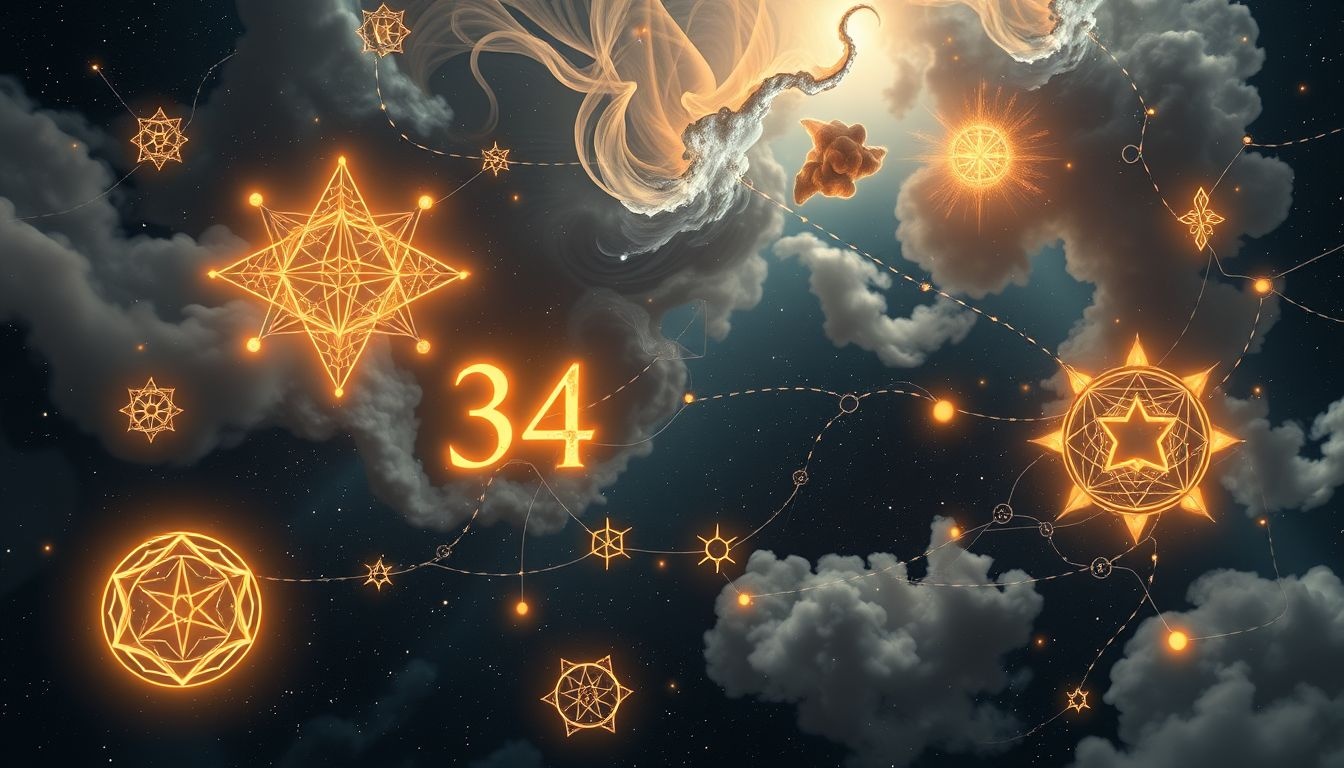 Numer 34 symbolizuje harmonijną równowagę i nowe początki.