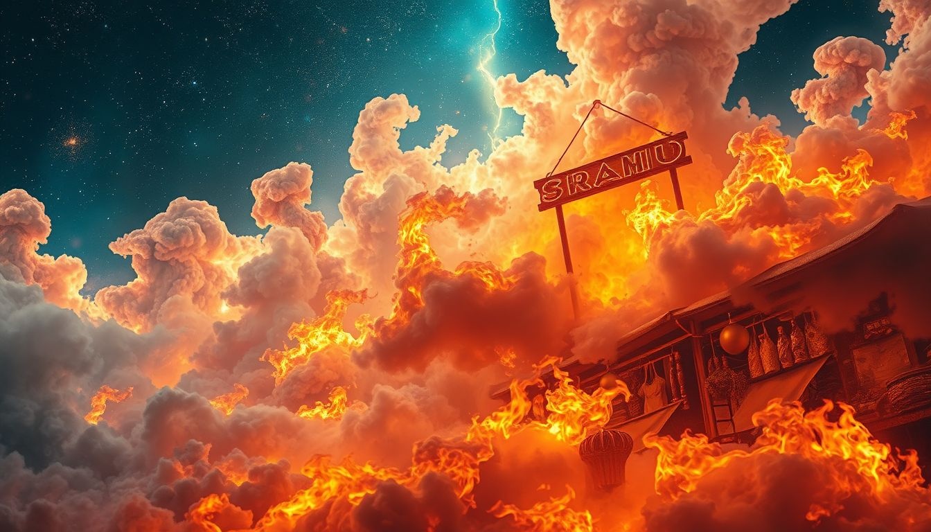 Sen o pożarze na targu symbolizuje nagłe zmiany i straty.