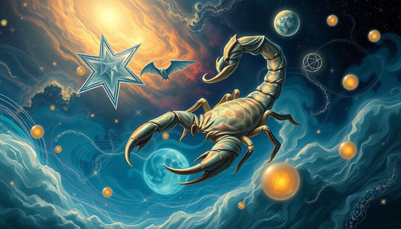 Skorpion symbolizuje ukrytą siłę i transformację w podświadomości.