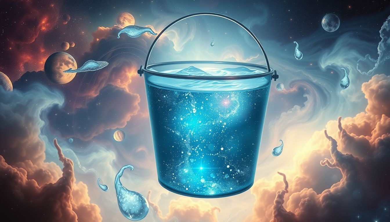 Woda w wiadrze symbolizuje emocje gotowe do uwolnienia.