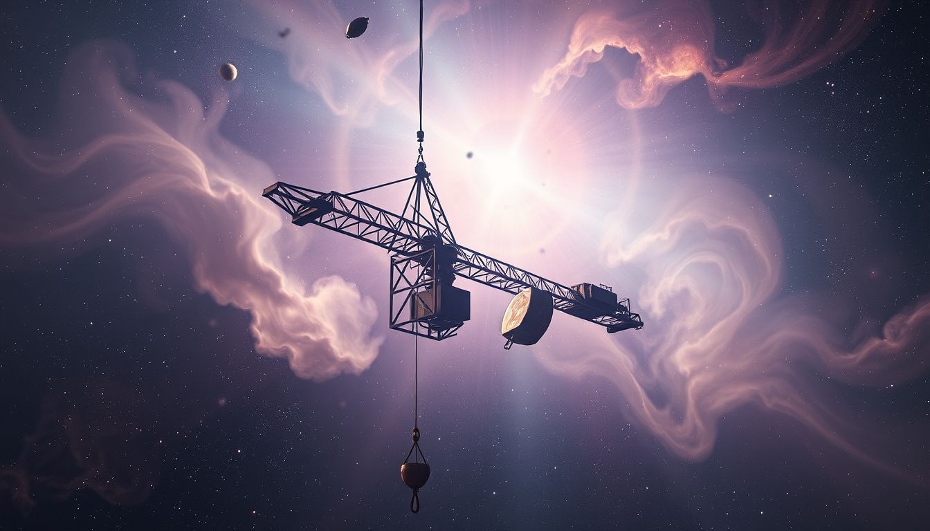 Uszkodzony dźwig symbolizuje życiowe przeszkody i trudności.