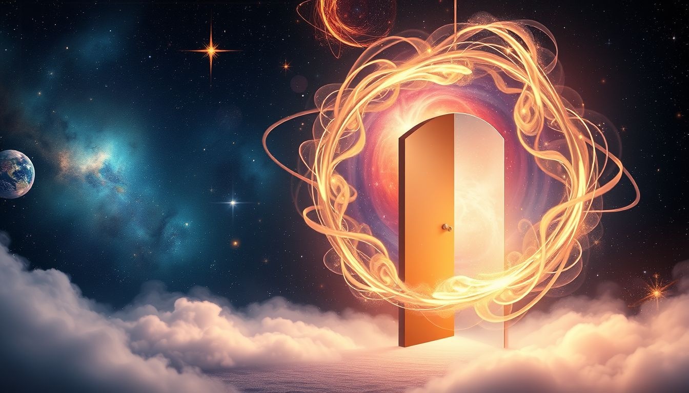 Wieniec na drzwiach symbolizuje otwarcie drogi do sukcesu.