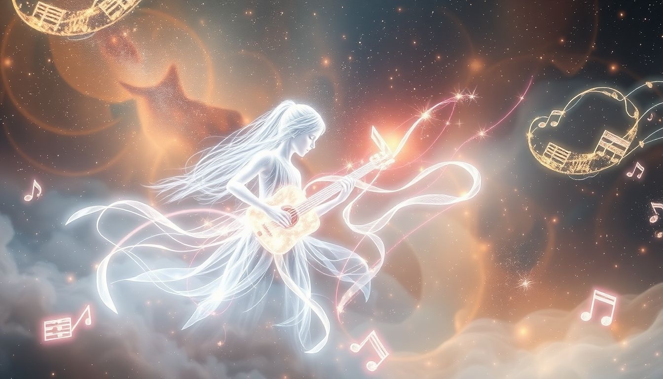 Adiutant grający na instrumencie symbolizuje harmonię w relacjach.