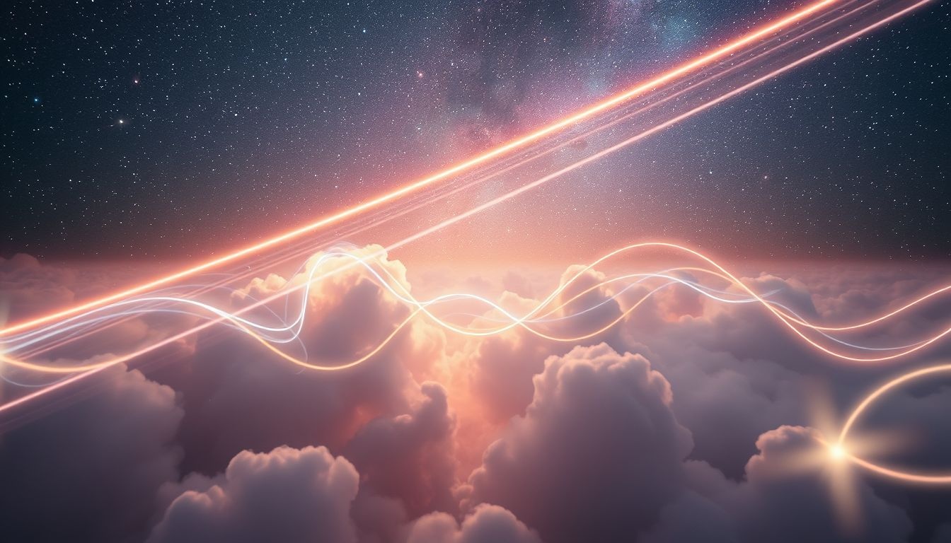 Laser na niebie symbolizuje moc twórczej manifestacji marzeń.