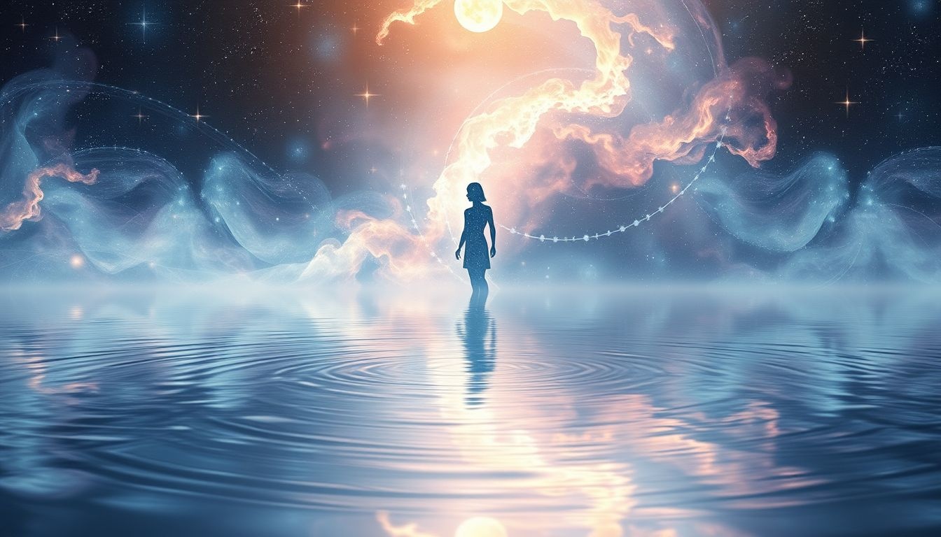 Odbicie w wodzie symbolizuje odkrywanie prawdziwych emocji i duszy.