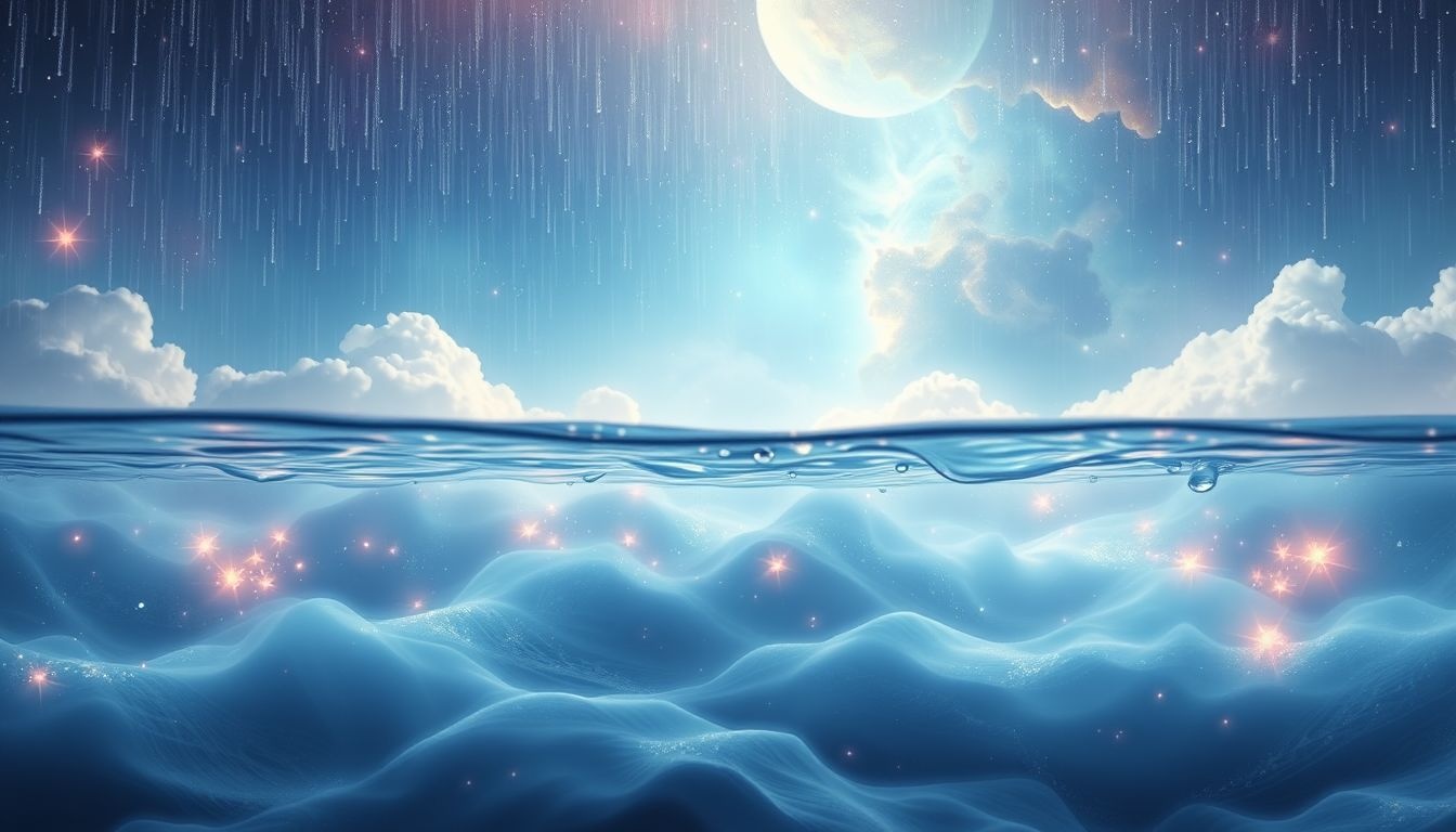 Deszcz na wodzie symbolizuje oczyszczenie i nowe początki.