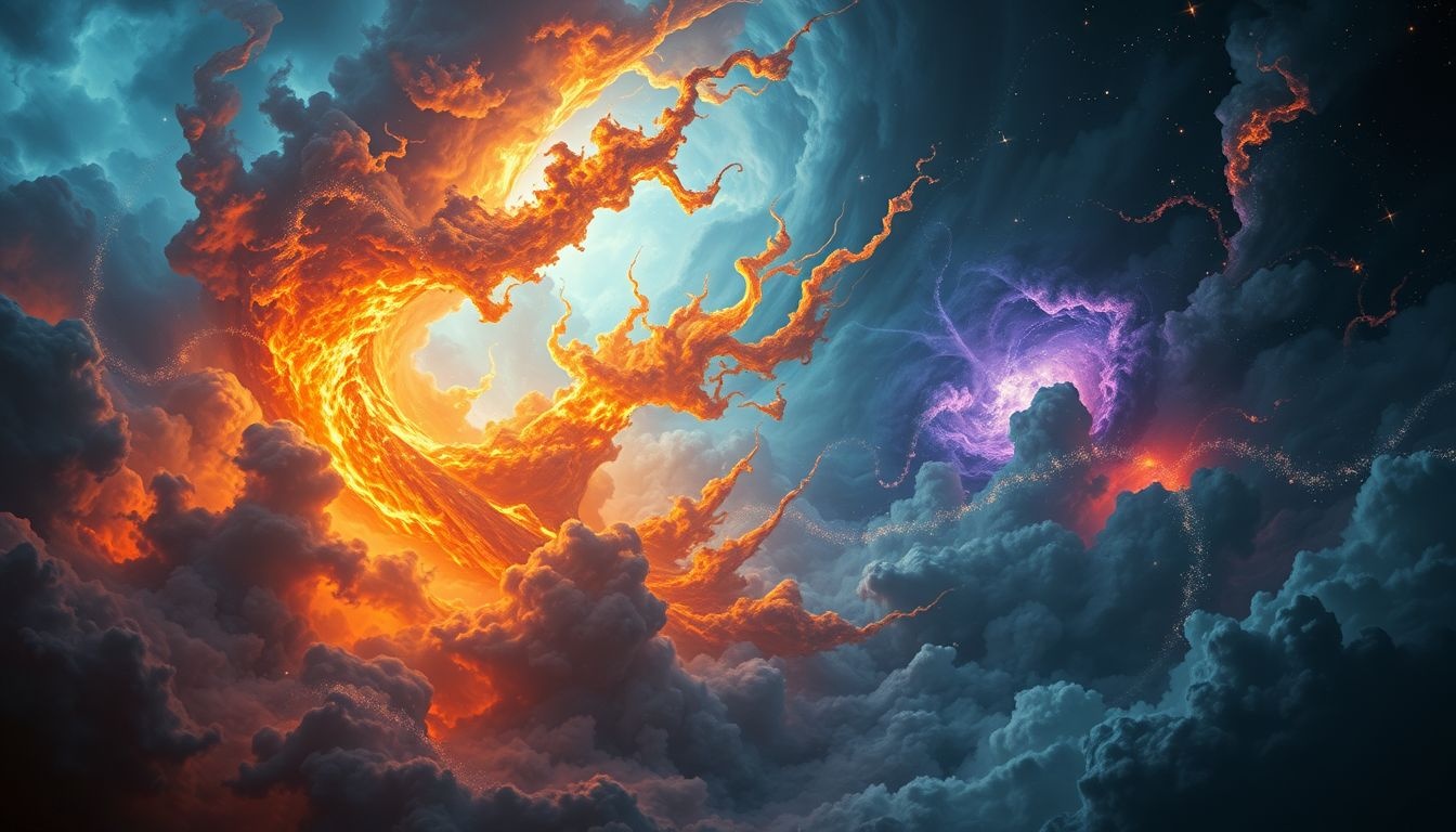 Rozpalanie ognia podczas burzy symbolizuje odrodzenie i wewnętrzne oczyszczenie.