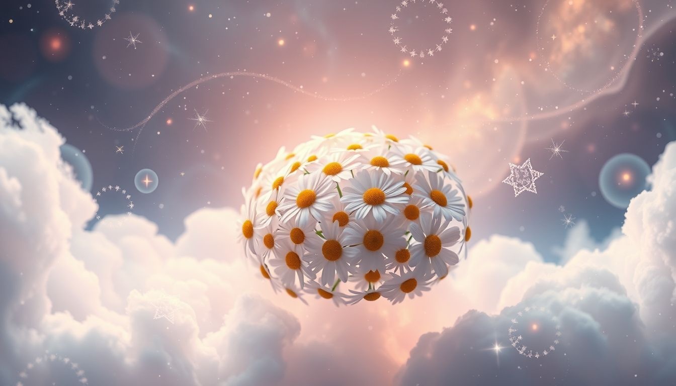 Rumianek w bukiecie symbolizuje spokój i oczyszczenie duszy.