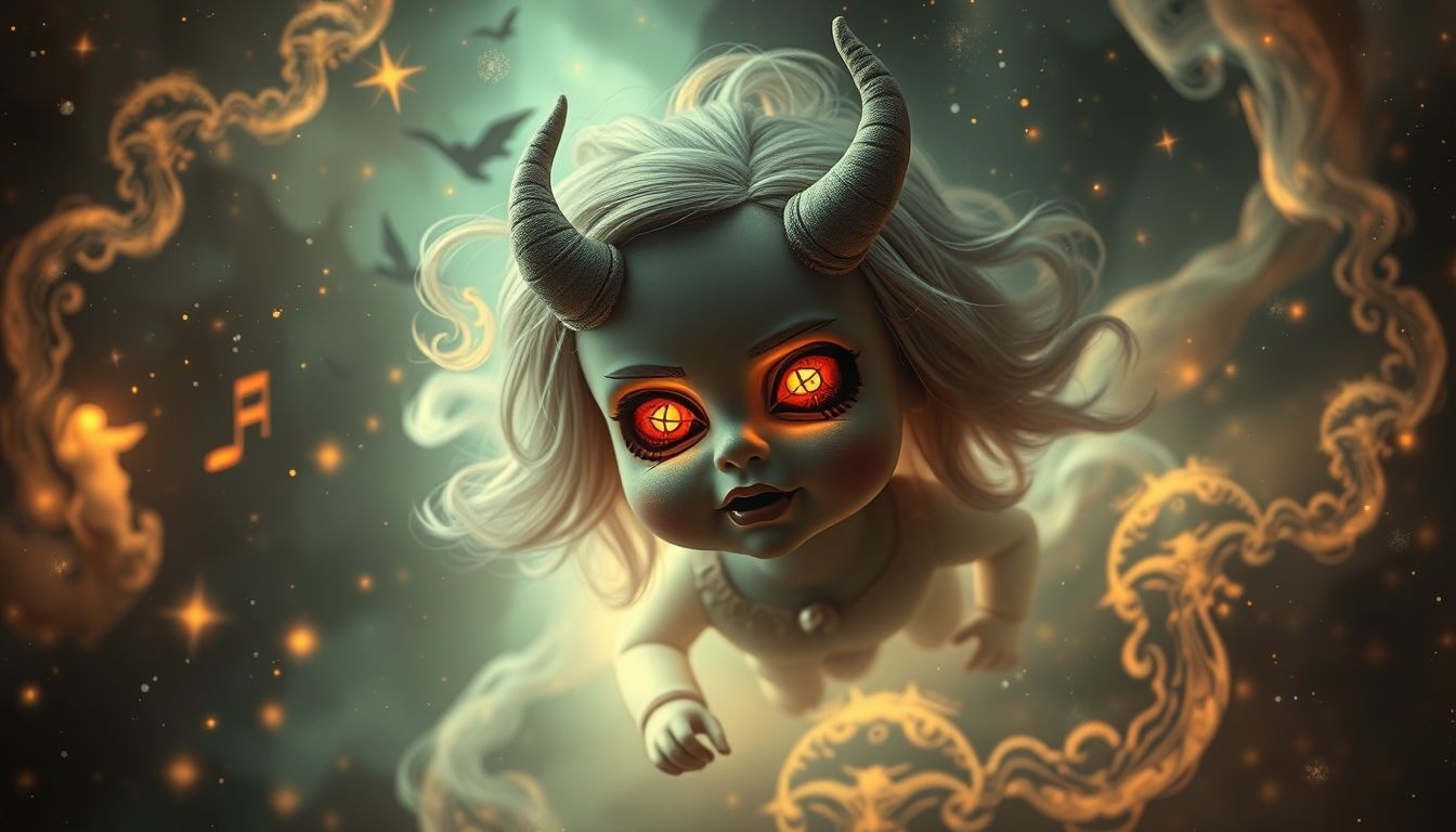 Mówiąca lalka z demonem symbolizuje ukryte lęki i manipulację.