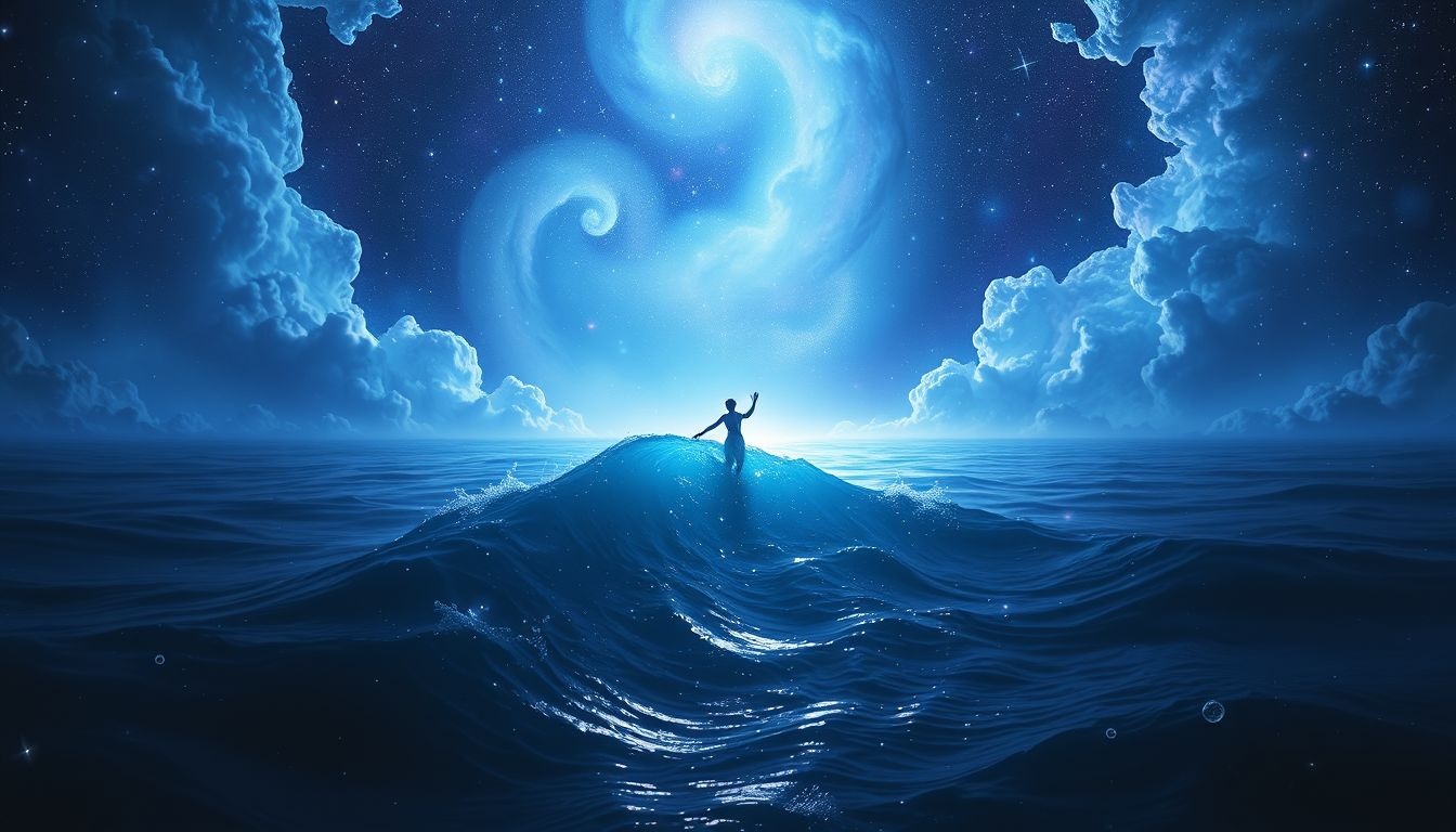 Wypłynięcie z głębokiego oceanu symbolizuje nowe, życiowe wyzwania.
