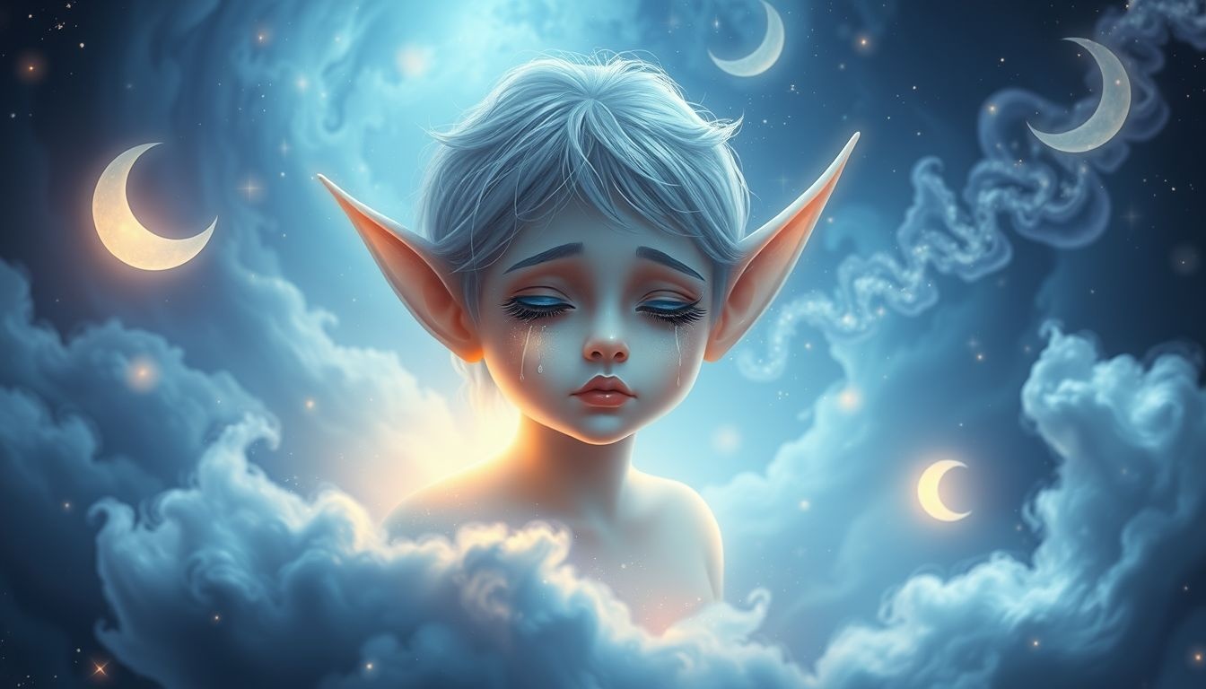 Elf płaczący symbolizuje emocjonalne oczyszczenie i wewnętrzny smutek.