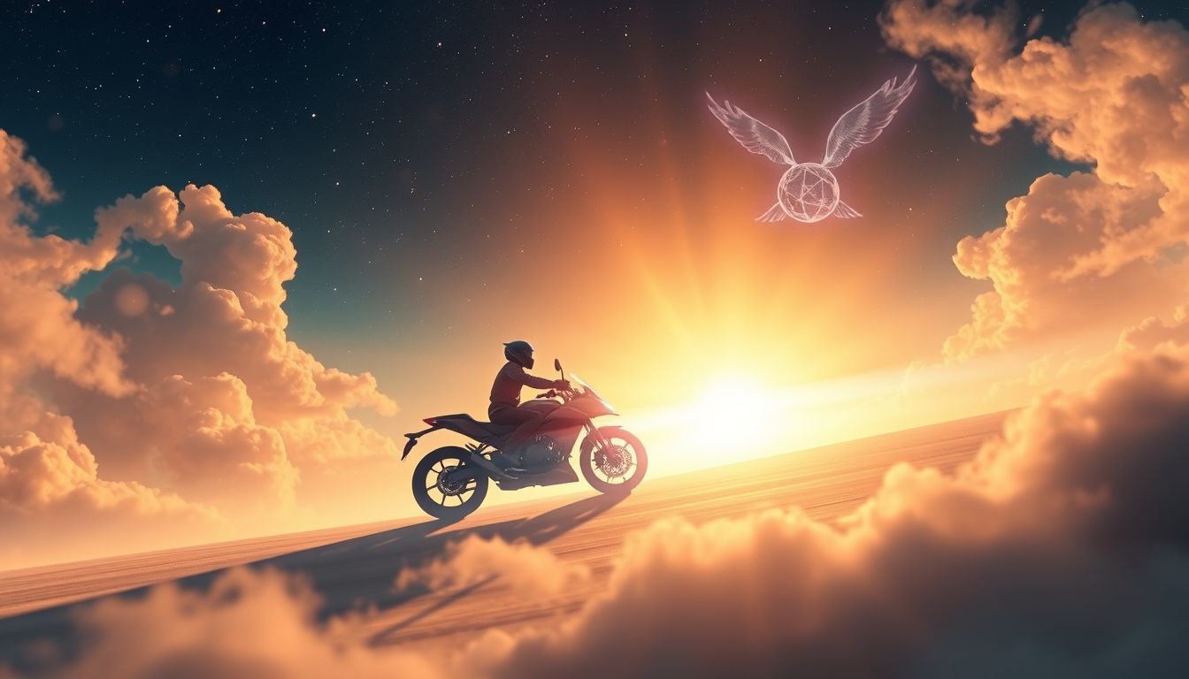 Jazda motocyklem w słońcu symbolizuje wolność i radość życia.