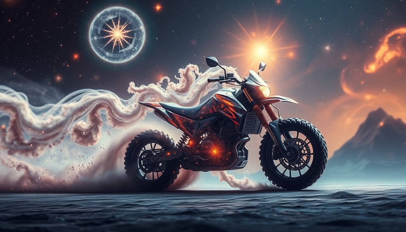 Motocykl terenowy symbolizuje wolność i pokonywanie życiowych przeszkód.
