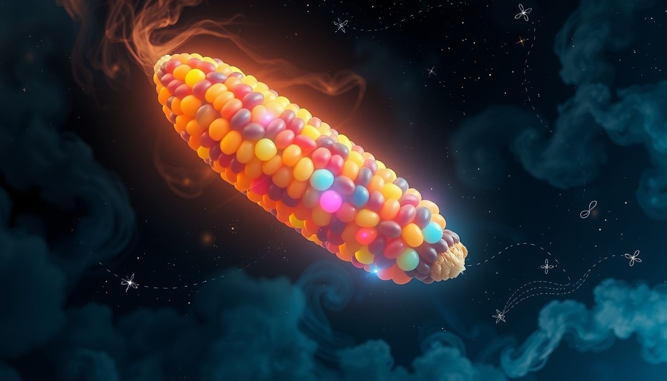 Kolorowe ziarna symbolizują bogactwo emocji i pomysłów.