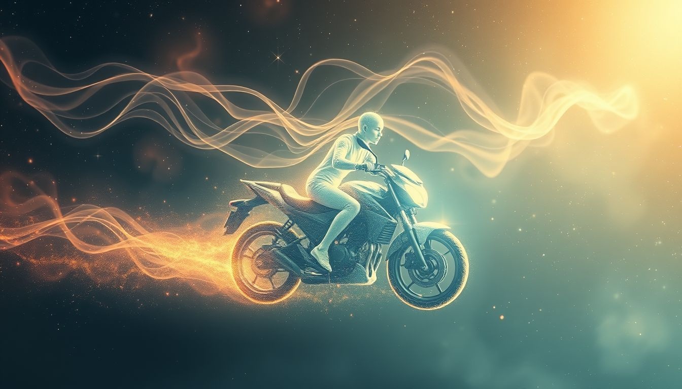 Widzieć siebie jako motocyklistę oznacza wolność i pewność siebie.