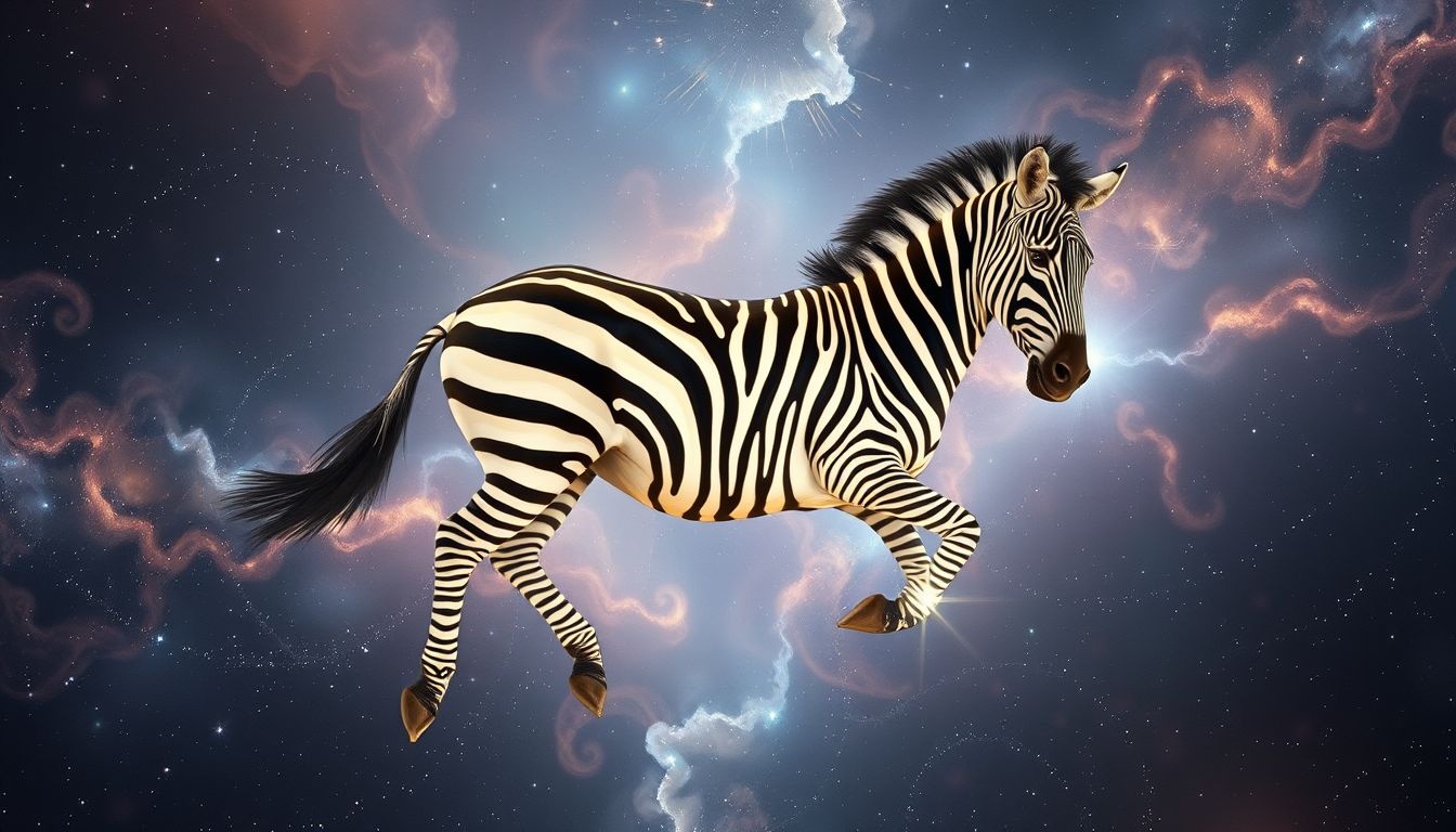 Zebra symbolizuje harmonię między przeciwnościami w snach sawanny.