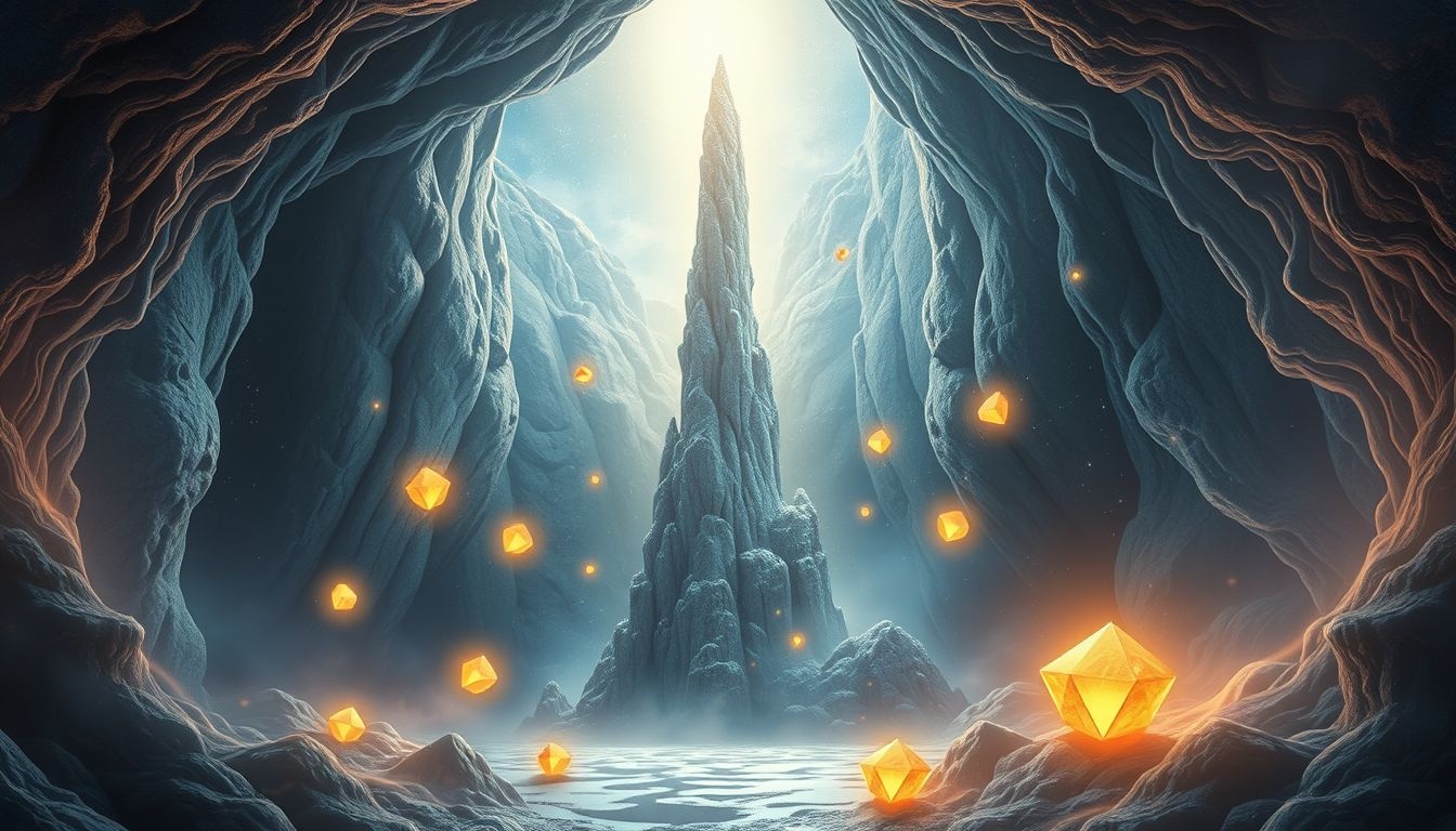 Stalagmit symbolizuje rozwój i ukryte bogactwa osobistych możliwości.