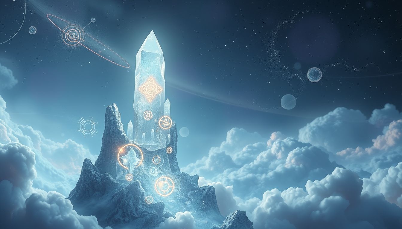 Stalagmit z inskrypcją symbolizuje ukryte przesłania podświadomości.