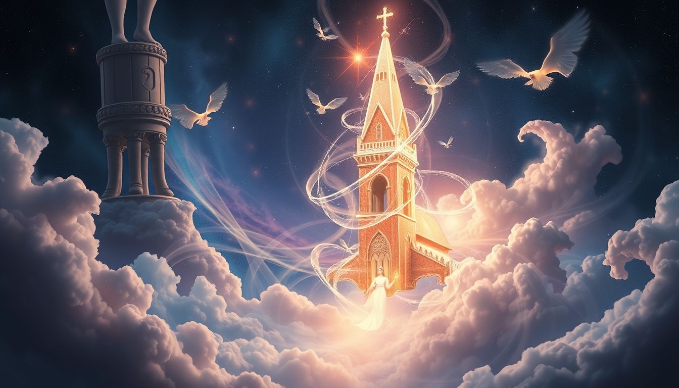 Sen o wieży kościelnej symbolizuje duchowy rozwój i ochronę.