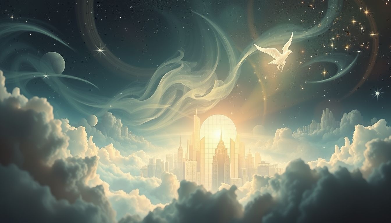 Lot nad miastem symbolizuje dystans i obiektywną analizę życia.