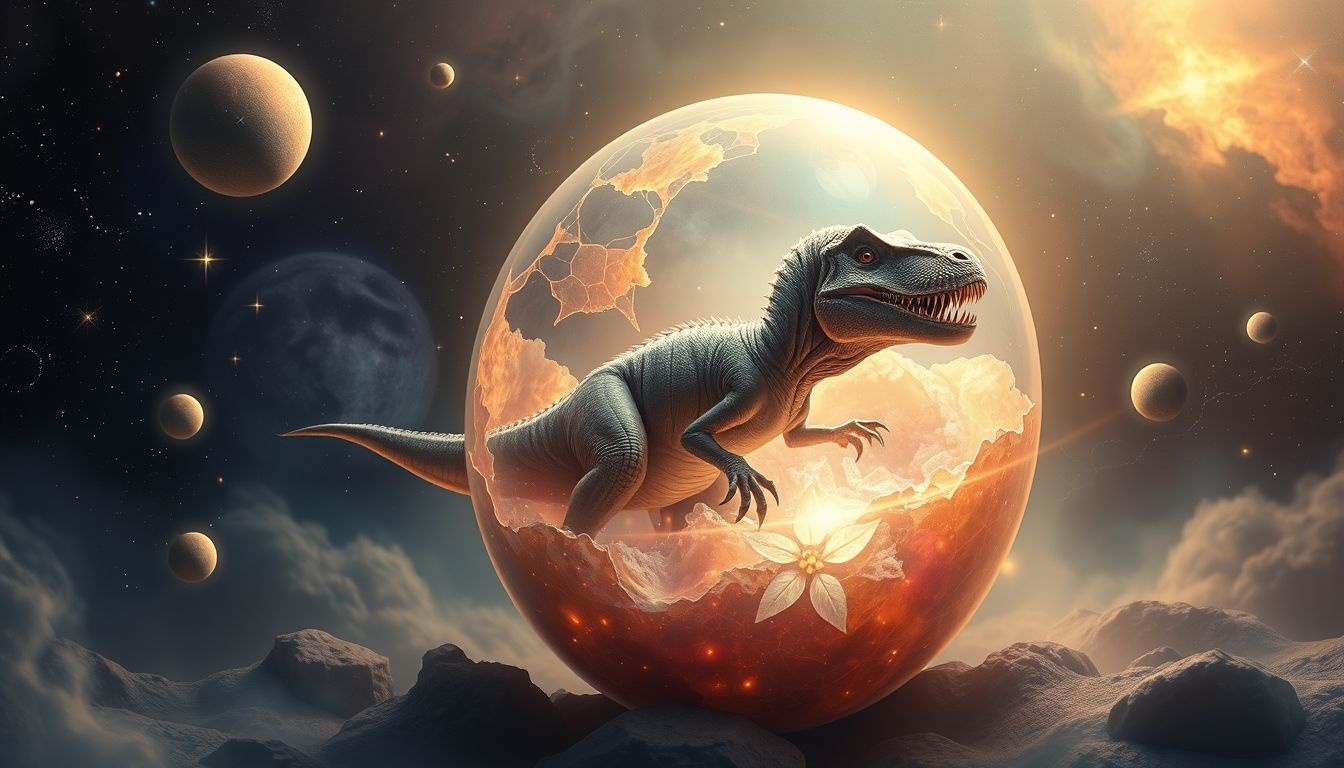Sen o narodzinach T. rex symbolizuje potężne nowe początki.