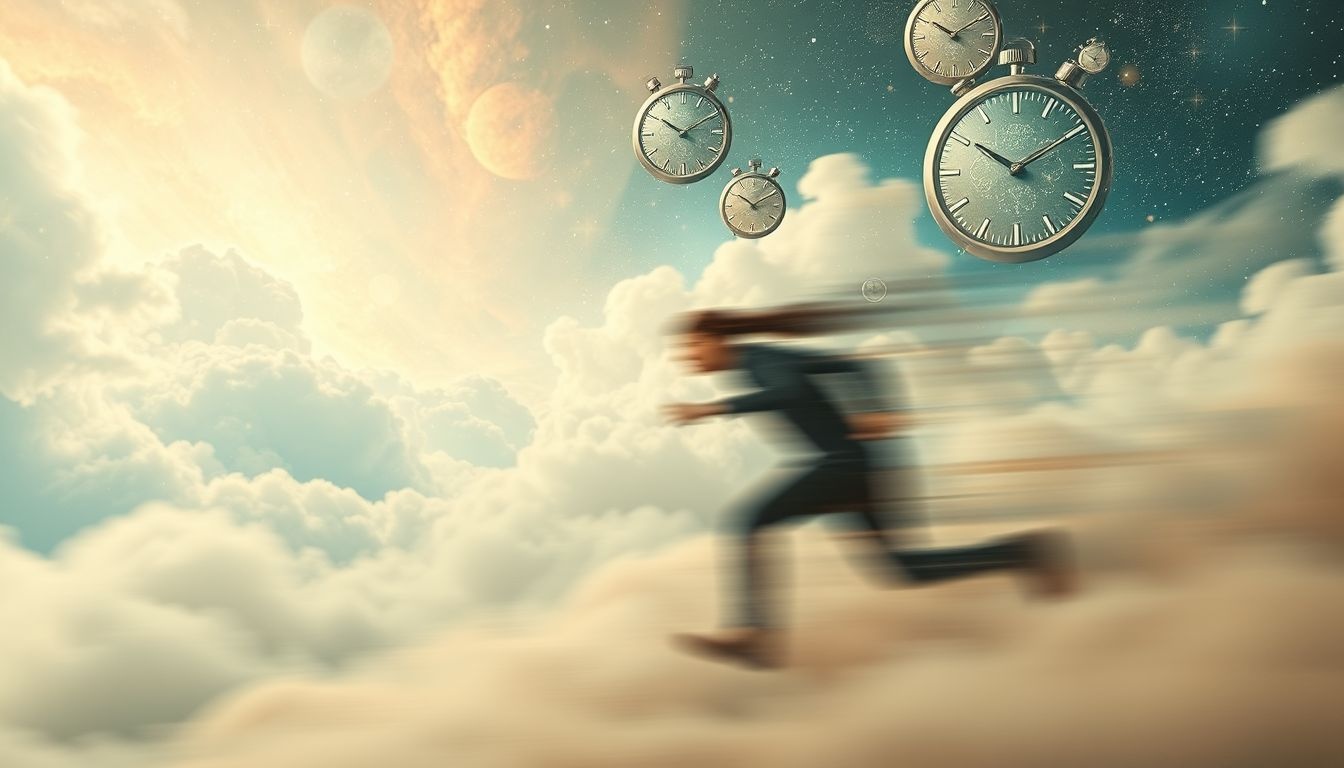 Spacer szybkim tempem symbolizuje stres i presję czasową.